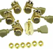 Kaynes 3x3 Guitar Lock String Tuning Pegs – Gold Vintage Deluxe Style Locking Tu