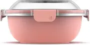 Ello Stainless Steel Lunch Bowl Food Storage Container with Leak-Proof Lid, 5 Cup, Peach