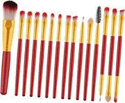 [TOVINANNA] Makeup Brush Set 15pc Wooden Handle Nylon Bristles Kit No Shedding Face Blush Brush