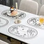 Leather Placemat Oval Oil-Proof Table Mat Home Dining Kitchen Table Placemat AT
