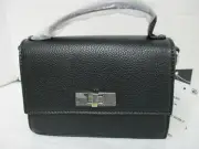 Steve Madden Black Vegan Crossbody Adjustable Strap Silver Turnlock Top Handle