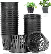 50 PCS 3 Inch Heavy Duty Net Pots,Hydroponic Cups,Garden Plastic Slotted Mesh Net Cups,Plant Nursery Net Pots for Hydroponics,Slotted Mesh(Black)