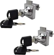 2 Pack Single Swing Glass Cabinet Showcase Door Lock Chrome Plated Display Glass Cabinet Lock Same Keys, Model 407-02