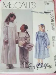 McCalls Pattern 5698 Girls Nightgown Pajamas Pants Top Doll Sizes XS 2,4 UNCUT