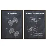 [Namly Design] Patent Drawing Poster - X-Wing and TIE Fighter / Set of 2