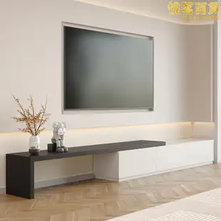 伸縮電視櫃簡約北歐小戶型客廳白色烤漆落地電視機櫃組合地櫃