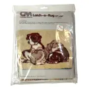 NEW Vtg 1978 Columbia Minerva Latch a Rug Hook Pattern 24" x 34" Three Puppies