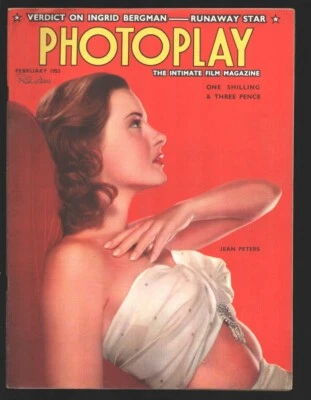 MAG: Photoplay 2/1953-British pub-Jean Peters cover-Ingrid Bergman-Gilbert & ...