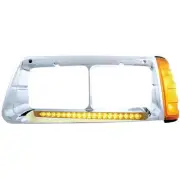 Freightliner FLD Headlight Bezel w/ 19 LED Turn Signal Amber Lens - Driver Side