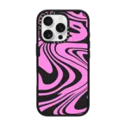 iPhone 16 Pro Impact Case Transparent Marble Trippy Wavy Swirl Pink Spiral Warp Twirl 70s Psychedelic Acid Groovy Abstract Pattern