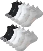 Ankle Socks for Women Running Socks, Cushioned Athletic Low 6-8, Black+grey