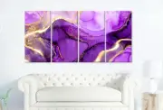Purple & Gold Abstract 3 & 4 Panels Australian Made Wall Canvas High Quality