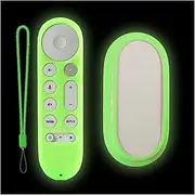 Set of Case for Google TV Streamer 4K 2024 Remote Control Case and TV Box Smart Shockproof Cover Accessories Glow Green