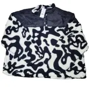 Grayson Threads Sweater Womens 2x Black/White Spotted Print Cropped Pullover