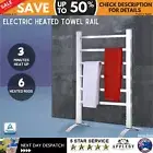 Electric Heated Towel Rail Rack Dryer Warmer Aluminium 6 Rungs Bathroom Laundry