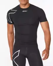 2XU Mens Compression Short Sleeve Top - Black/Silver