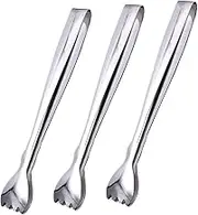 CONGARTENO 3Pcs Stainless Steel Ice Serving Tongs Versatile Kitchen and Bar Tongs for Sugar Cubes Ice Cubes and Food Non Slip Grip for Buffets Bbqs and Daily Use