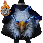 Men's Animal Graphic Prints Eagle Winter Coat Fleece Jacket Coat Warm Breathable Comfortable Fashion Streetwear Sport Sports Outdoor Daily Wear Going out Zipp