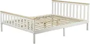 Glebe Pine Wood Queen Bed Frame Durable Bedroom Furniture Solid Pine Wood Frame Plywood Slats 240kg Maximum Weight Capacity Dimensions: 82H x 156W x 209.5D CM White