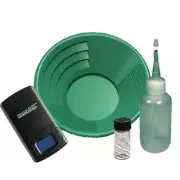 12" Green Gold Pan Panning Kit with Sniffer Vial & DigiWeigh Pocket Scale