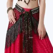 Tribal Fusion Bellydance Accessories Fringe Wrap Belts Hip Scarf Metallic Studs
