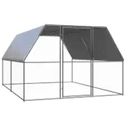 vidaXL Outdoor Chicken Cage Galvanised Steel Chicken Coop Supply Hen House Run 3x4x2 m