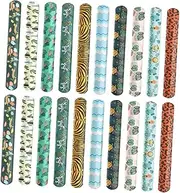 HAWILLOSCH 20pcs Jungle Theme Slap Bracelet Lovely Small Slap Wristband Theme Party Snap Bracelets