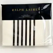 RALPH LAUREN Seville KING Flat Sheet Black White Bold Stripe 100% Cotton New