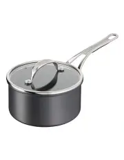 [Jamie Oliver by Tefal] Cooks Classic Hard Anodised Induction Saucepan with Lid 18cm in Coal Grey