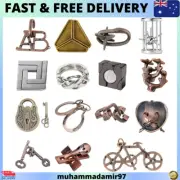 15 Pcs IQ Test Puzzle Brain Teaser Metal Wire Puzzles Mind Game Educational Toys
