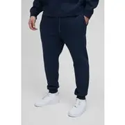 Mens Navy Plus 330GSM Skinny Fit Basic Joggers