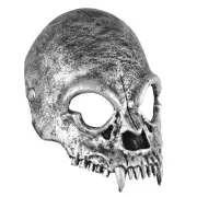 Silver Foam Skeleton Skull With Fangs Costume Halloween Face Mask