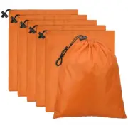 6pcs Drawstring Bag with Toggle 6 x 8 Inch Stuff Sack, Orange