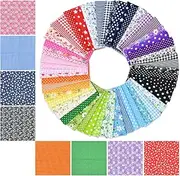 9.8X 9.8 Cotton Print Fabric Bundle Squares Pre-Cut Multicolor Design Printed Quilting Sewing Floral for Quilting Patchwork DIY Craft Scrapbooking Cloth (Red/Yellow/Green/Blue/Pink/Purple/Black/Navy)