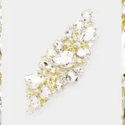 Long Crystal Rhinestone Hair Comb Wedding Bridal Cocktail Teardrop Cluster Clip