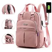 Women's Backpack School Bag Bookbag Functional Backpack School Backpack Bookbag School Daily Traveling Nylon Adjustable Lightweight Zipper Dark Grey Black Pink