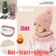 Kids Toddler Winter Beanie Hat Scarf Gloves Set for Boys Girls Children's gifts