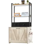 Cat Litter Box Enclosure Litter Box Furniture Hidden 2 Shelves & 2 Baskets