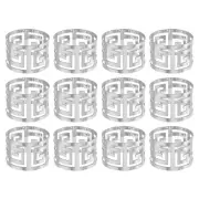 Metal Napkin Rings, 12pcs Hollow Table Napkin Ring Holder Buckle, Silver