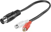 Goobay 50002 Audio Cable Adapter - DIN Male to Stereo RCA Female, 0.2m, Black | High-Quality Sound Connection