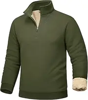 [MAGCOMSEN] Men's Sherpa Lined Quarter Zip Fleece Heavyweight Pullover Winter Warm Sweatshirts
