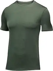 [Zylphorix] Men Loose Sports Quick-Drying T-Shirt Classic Short Sleeve Exercise Fitness Shirts Summer Breathable Running Tees, Navy Green, Medium