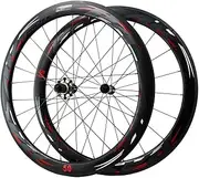 Wheels 700C Carbon Road Bike Wheelset 40/50/55mm Tubeless WheelSet C/V Brake Carbon Fiber Rim QR Cycling Racing Wheels for 7-8-9-10-11-12 Speed Cassette 1600g (Color : Black, Size : 50mm)