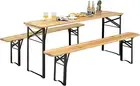 Costway 3PCS Outdoor Folding Picnic Table Bench Set, Portable Patio Dining Ta...