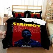 v129 Bed Sheets Die Weeknd pop singer fashion printed bedding Queen bedding set Customized King size bedding set Soft and comfortable 3-Piece Bedding