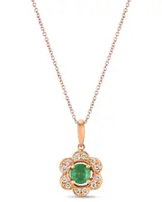 Le Vian Balance 14K Rose Gold 0.37 ct. tw. Diamond & Emerald Pendant