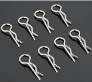 ZRM&E 100pcs 1/10 RC Body Clip Small Bent Body Clips Metal Cotter Pins Springy R Shape Snap Pin Clips for RC HSP Car Truck Buggy Crawler Parts