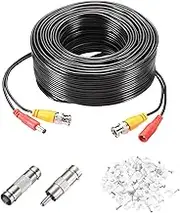 uxcell BNC Video Power Cable,30m/98ft All-in-One Security Camera Wire Cord DC Extension Wire for CCTV Security DVR Camera System Installation Plug & Play Cord,1 Set Black