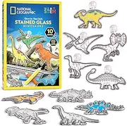 Blue Marble National Geographic Kids Stained Glass Kit - Glow in The Dark Dinosaur Toys, Kids Arts and Crafts Set, Window Sun Catchers, Kids Activities, Kids Crafts Ages 4-8, Window Art Craft Kit, Suncatcher Kit