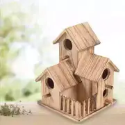New Outdoor Wood Carving Ornaments Wooden Bird House Solid Bird Villa Tree House
